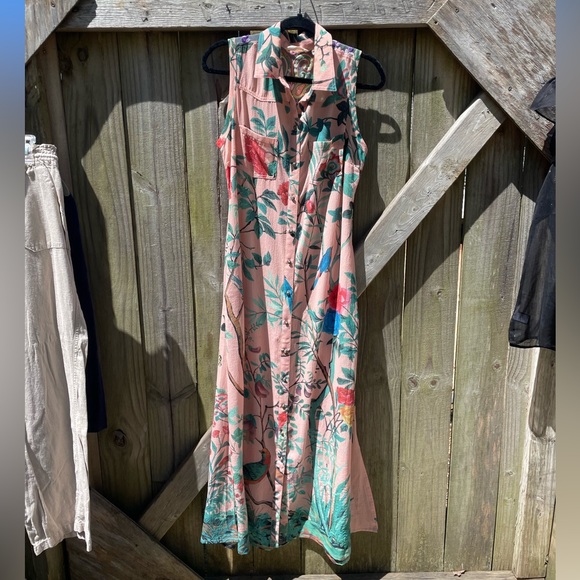 Soft Surroundings Pink and Green Halter Sundress - Picture 5 of 15